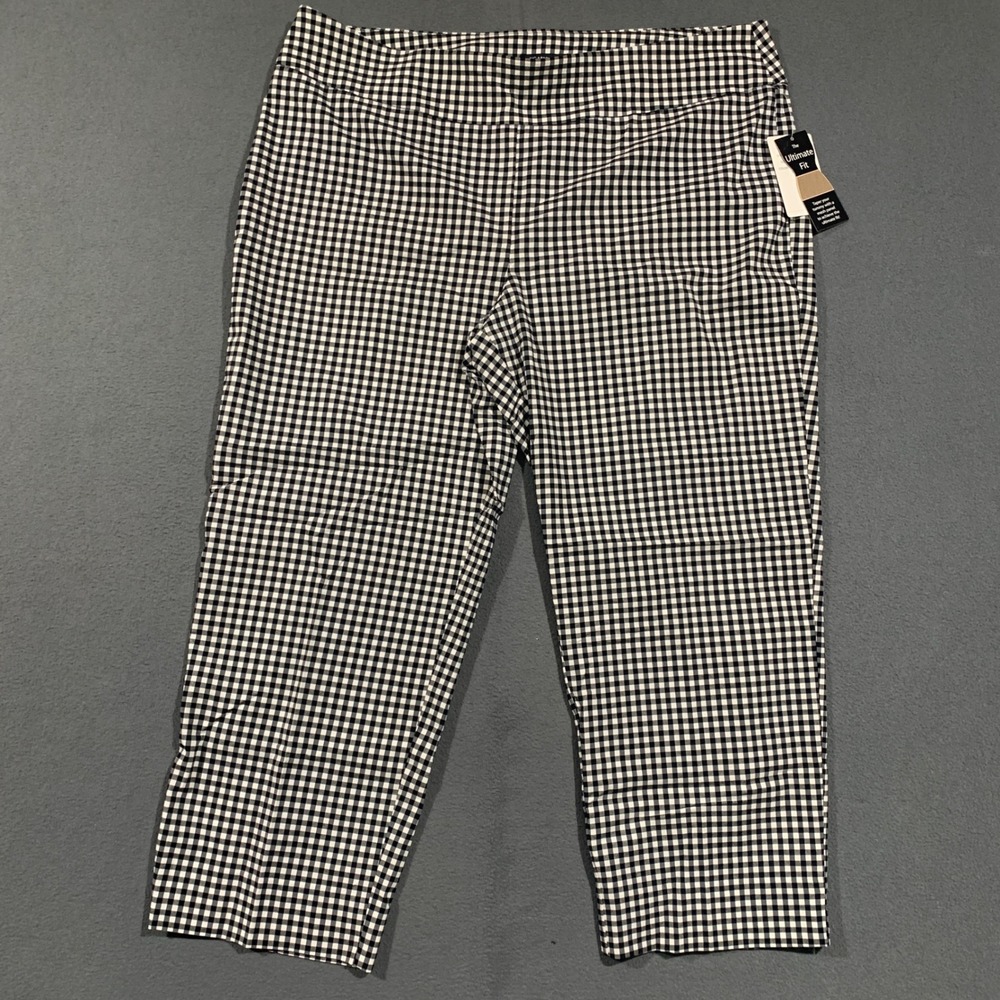 New Zac & Rachel Woman Pants Women 22W Gingham Black White Tummy Control